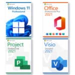 Microsoft Windows 11 Professional + Microsoft Office 2021 Professional Plus + Microsoft Project 2021 Professional + Microsoft Visio 2021 Standard Lizenz für 3PC